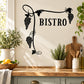 Vinyl wall decal: black bistro sign with grape bunches