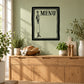 Black square menu wall decal with chef illustration and 'MENU' lettering