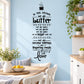 Kitchen wall decal with black lettering, butter word, and coffee pot