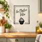 La Dolce Vita cupcake wall decal, black text with cupcake icon inside dotted square border