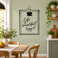 Square wall decal: coffee cup icon with script quote “Life is beautiful, enjoy it!”