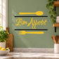 Wall decal with yellow spoon, fork, and Bon Appetit cursive lettering