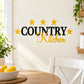 Country kitchen wall decal with 'COUNTRY Kitchen' text and yellow star accents