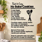 No-bake cookies recipe wall decal with 'Fast & Easy No Bake Cookies' text and utensils.