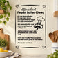 Wall decal recipe for peanut butter chews in black with chef hat icon.