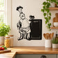 Pastry chef menu decal with chef holding sign reading “Menu”