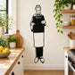 Waiter holding menu wall decal: black-and-white figure with 'Menu' sign