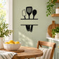 Kitchen utensil decal: black spatula, fork, spoon, and hanging bar