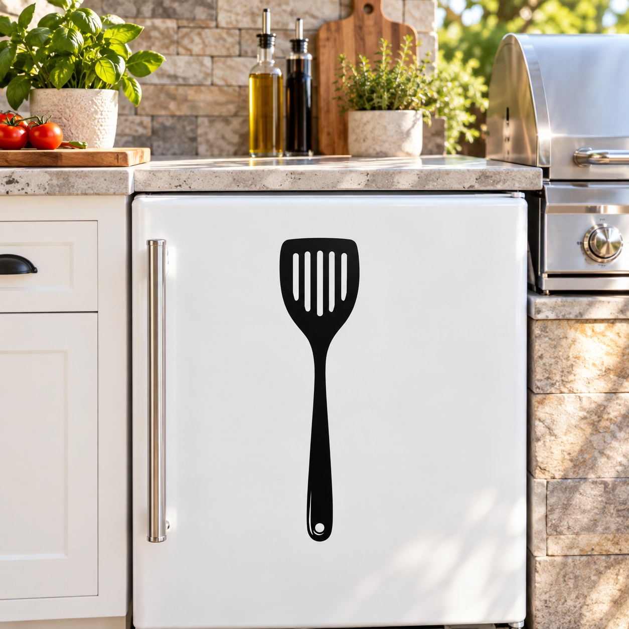 Spatula wall decal, black spatula silhouette on a white surface