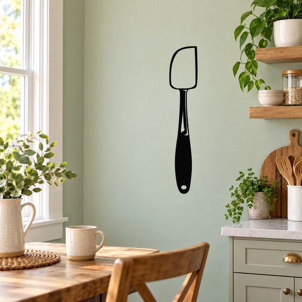 Black kitchen spatula outline wall decal with short handle and tip