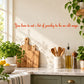Red cursive quote wall decal with the phrase about parsley and an old sage.