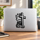 Black praying figure and cross graveyard wall decal, vinyl style