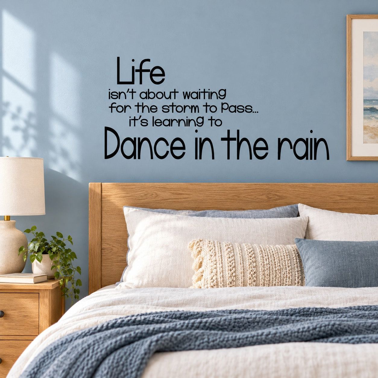 Inspirational wall decal: Life isn't about waiting, then dance in the rain