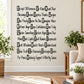 Wall decal with inspirational quote in black lettering on light background