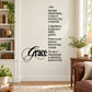 Grace definition wall decal with cursive script and printed definition text