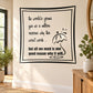 Square wall decal with black quote lettering and small face doodle in speech bubble