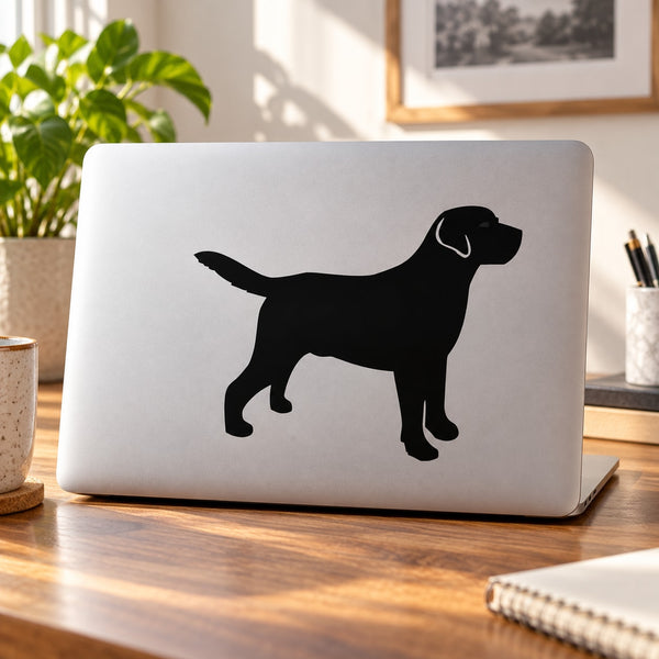 Black alert Labrador retriever dog decal silhouette