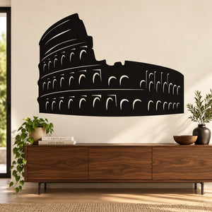 Roman Colosseum amphitheatre wall decal with black silhouette