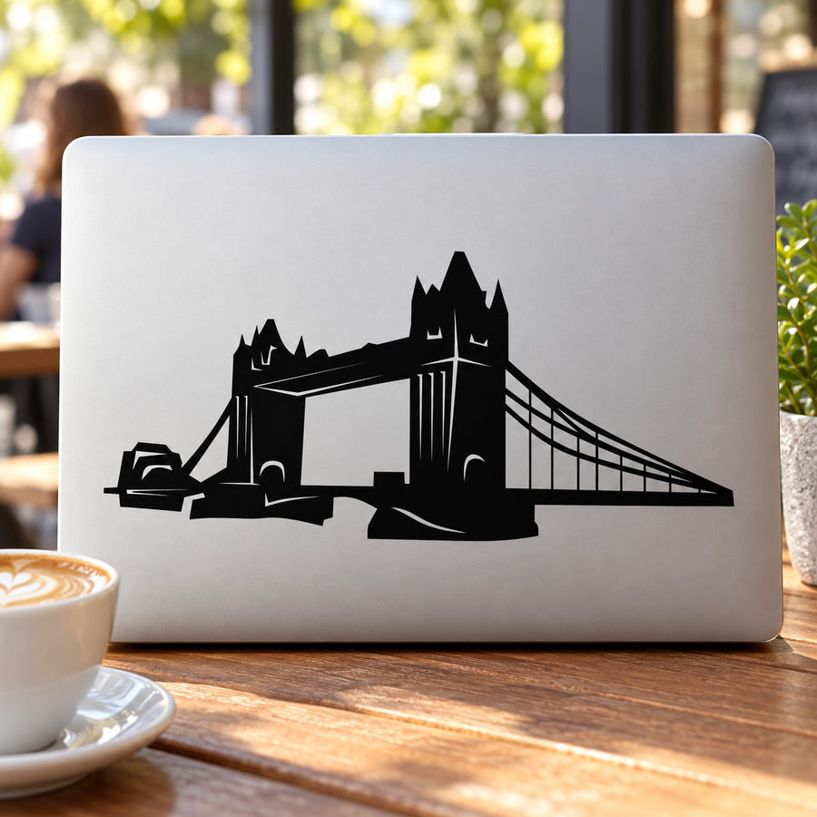 Tower Bridge wall decal, black silhouette on white
