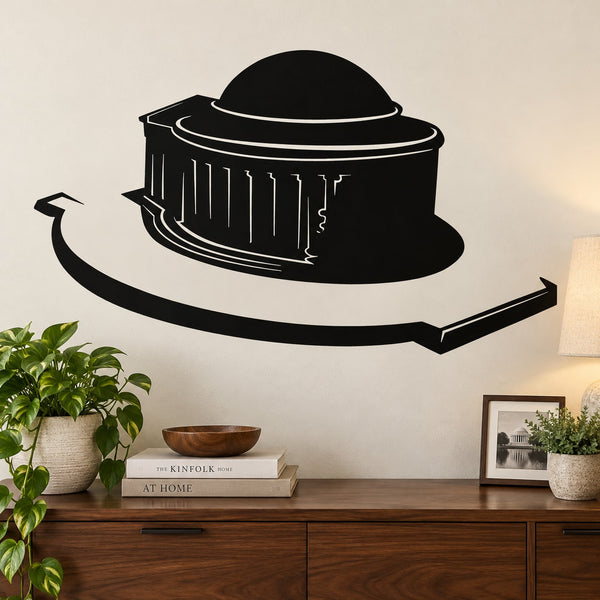 Black Jefferson Memorial style wall decal with domed building silhouette