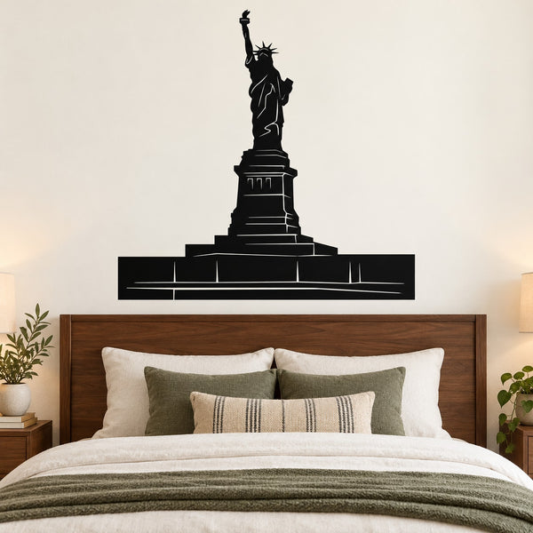 Black Statue of Liberty silhouette decal with torch and pedestal