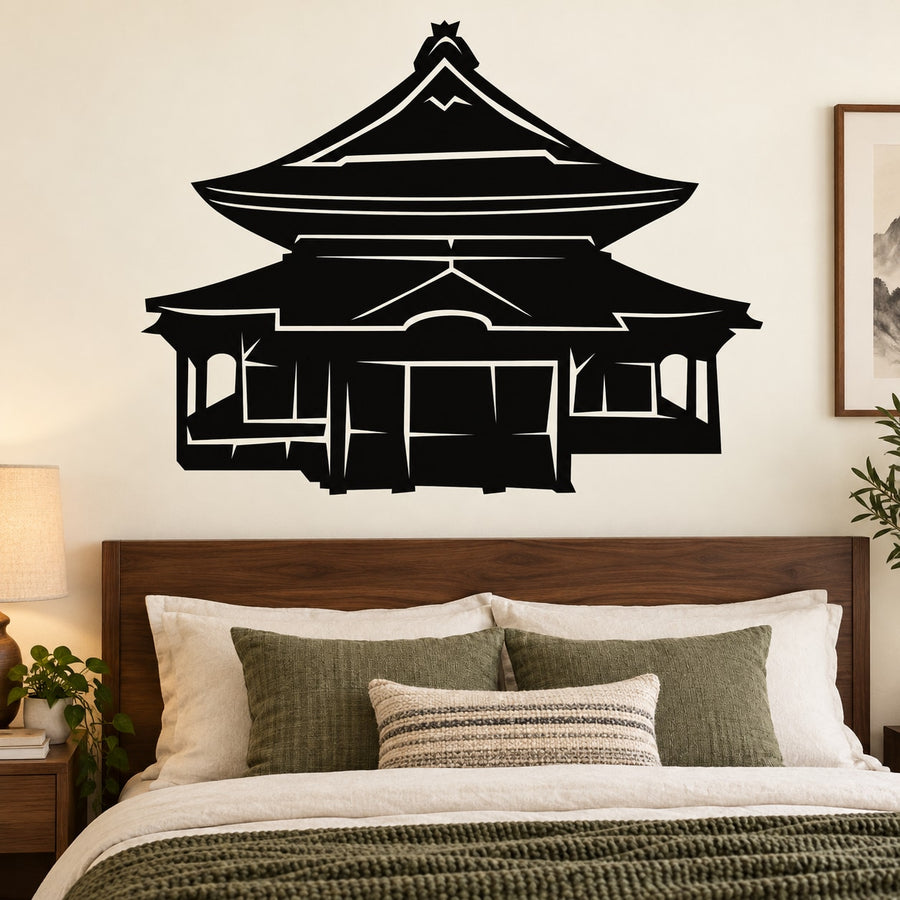 Chinese Temple Decal — illustrative vinyl decal application mockup. Surrounding objects are not included.