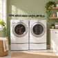 Laundry routine wall decal with bold black words: SOAK WASH RINSE DRY FLUFF FOLD