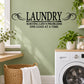 Laundry wall decal with bold LAUNDRY text and quote: Sorting life's problems, one load at a time