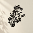 Realistic leaf decals, black leafy branch with small blossoms, removable wall sticker