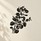 Realistic leaf decals, black leafy branch with small blossoms, removable wall sticker