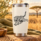 Black leopard chasing decal graphic on white tumbler