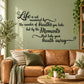Black cursive wall decal with quote: Life is not measured by breaths