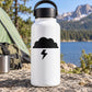 Lightning cloud vinyl decal: black cloud outline with bolt on white background