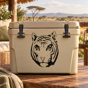 Black tiger head decal sticker with centered tiger face design