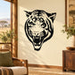 Snarling tiger head decal, black and cream graphic sticker
