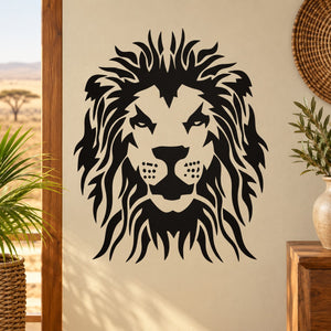 Black lion head decal with detailed mane and open mouth