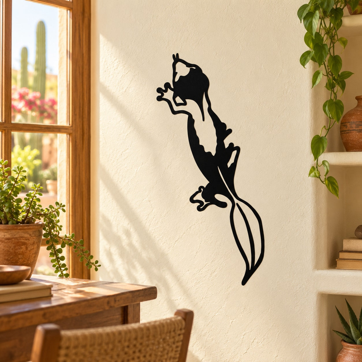 Leaf-tailed lizard wall decal with black silhouette
