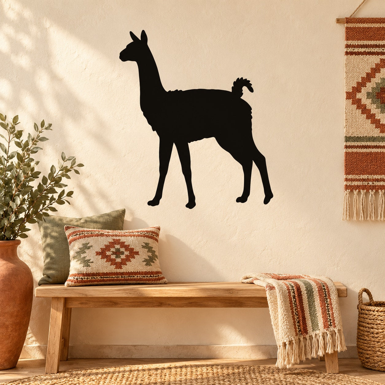 Black walking llama silhouette wall decal
