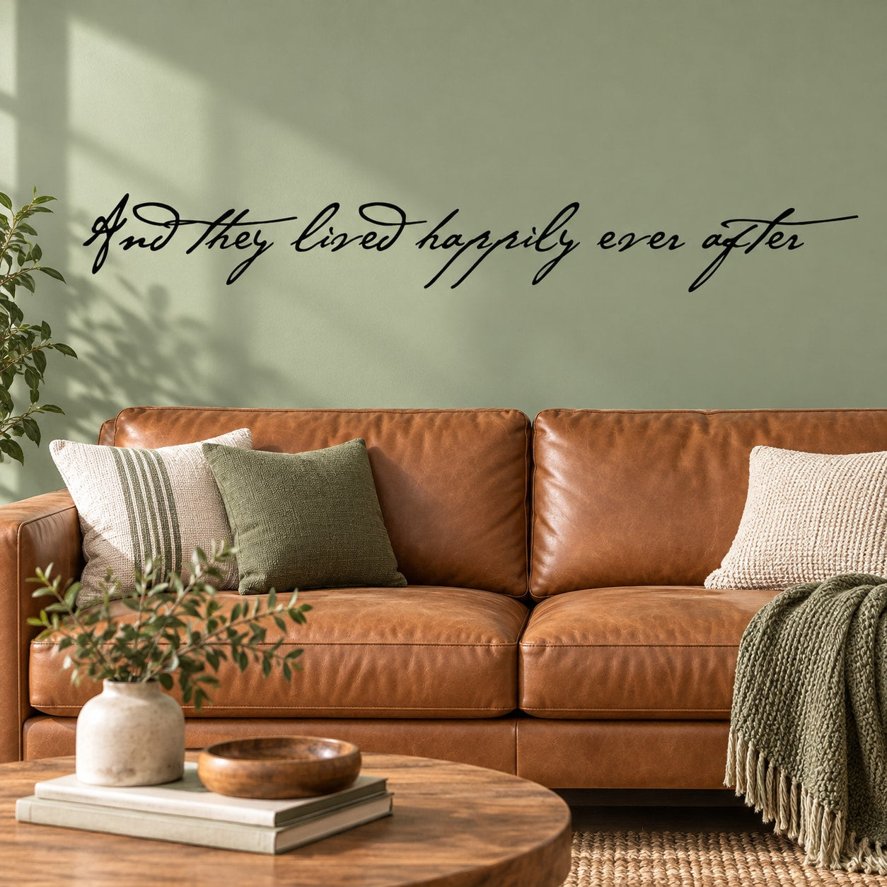Cursive wall decal phrase: And they lived happily ever after
