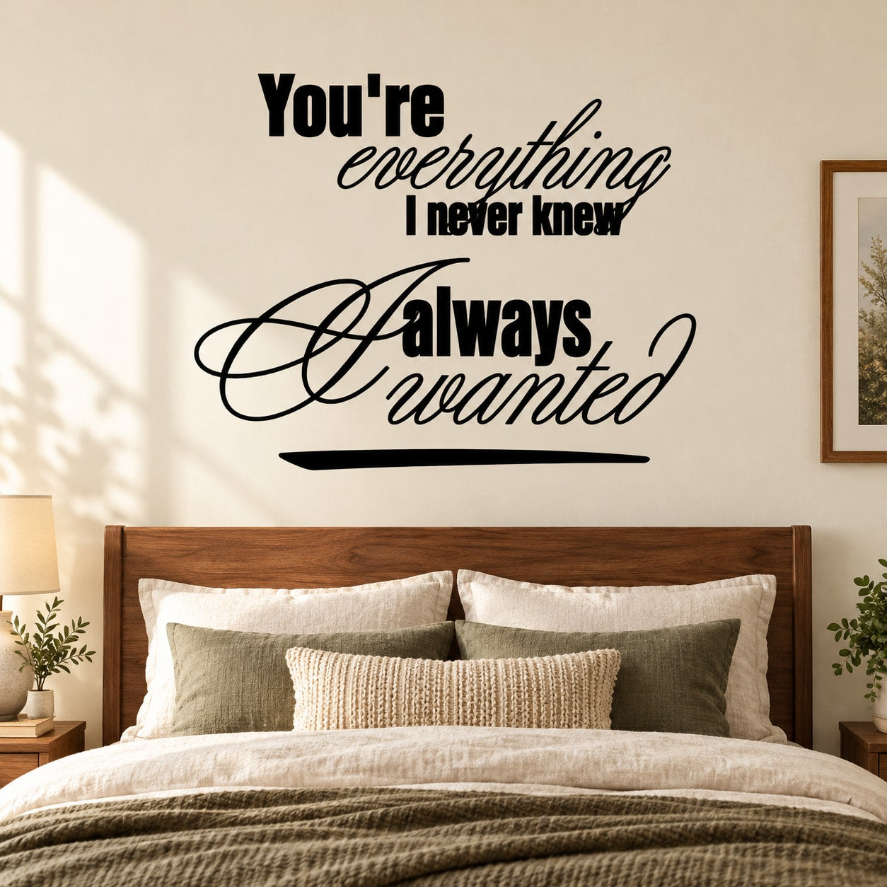 You are everything I never knew I always wanted Decal — illustrative vinyl decal application mockup. Surrounding objects are not included.