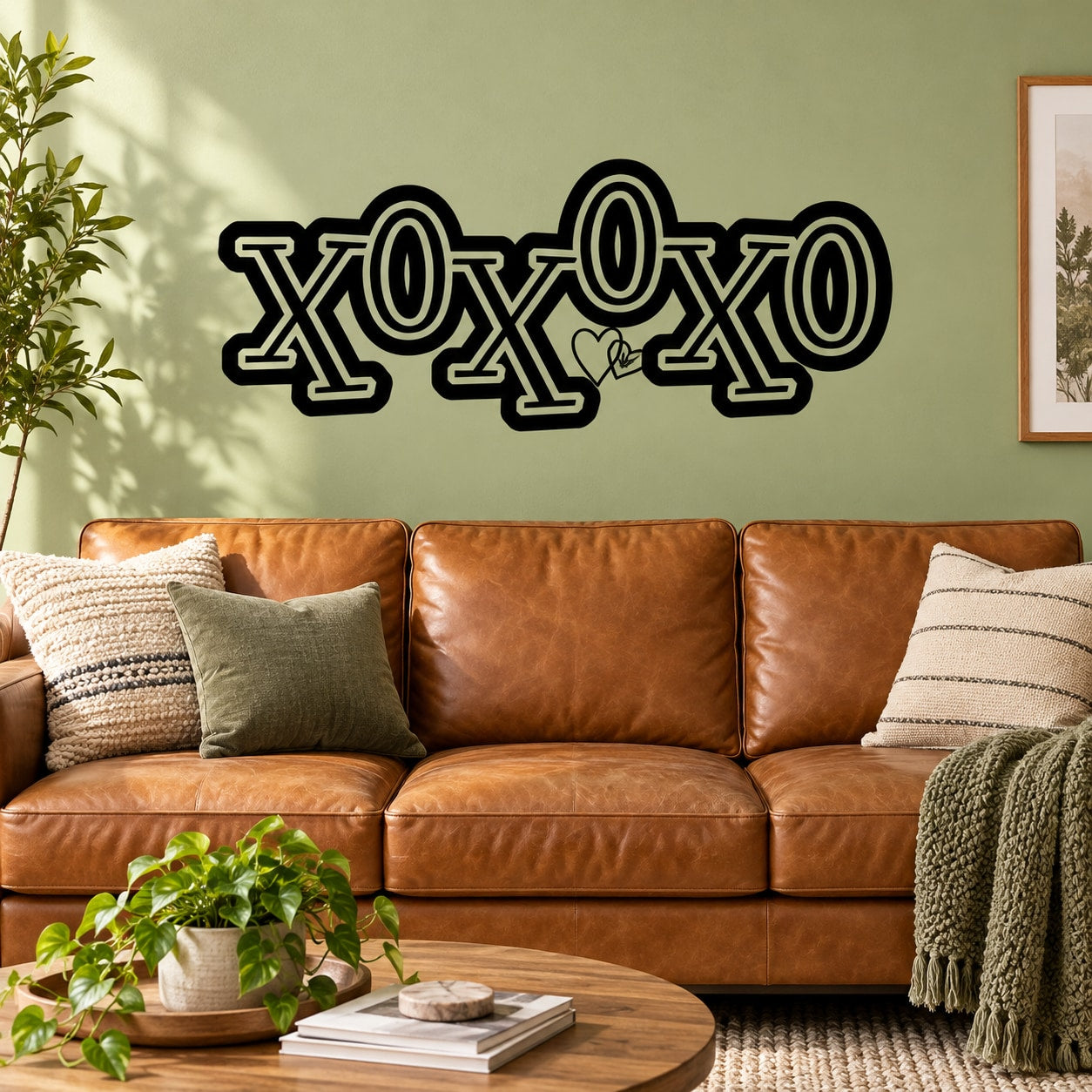 Black xoxoxo wall decal with outlined stacked letters
