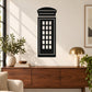 London phone booth wall decal, black outline with window grid and rounded top