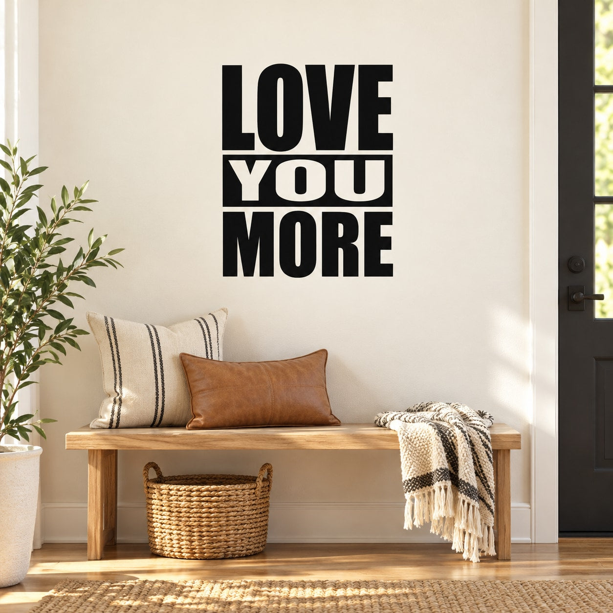 Love you more Decal — illustrative vinyl decal application mockup. Surrounding objects are not included.