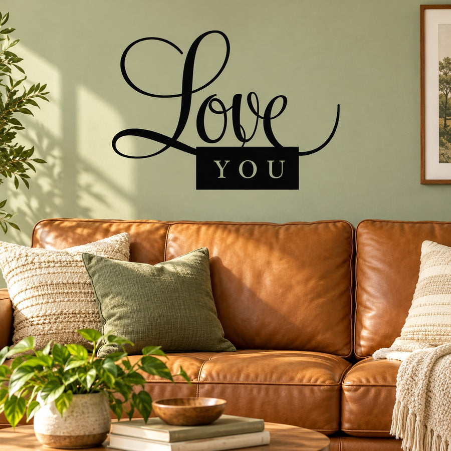 Love You Daily Decal — illustrative vinyl decal application mockup. Surrounding objects are not included.