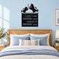 Black wall decal of two birds with hearts, quote: “kissing you instead of missing you”