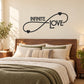 Infinite love wall decal with black infinity symbol and heart accents