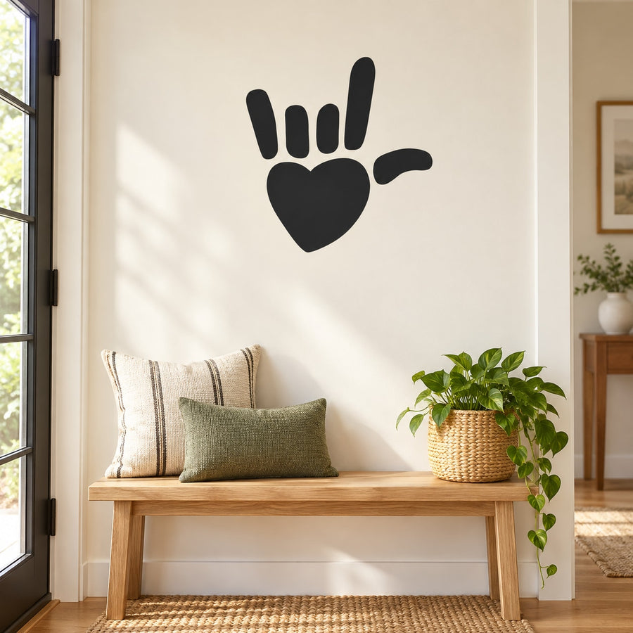 Black heart paw print wall decal