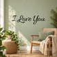 I Love You wall text decal in black cursive lettering