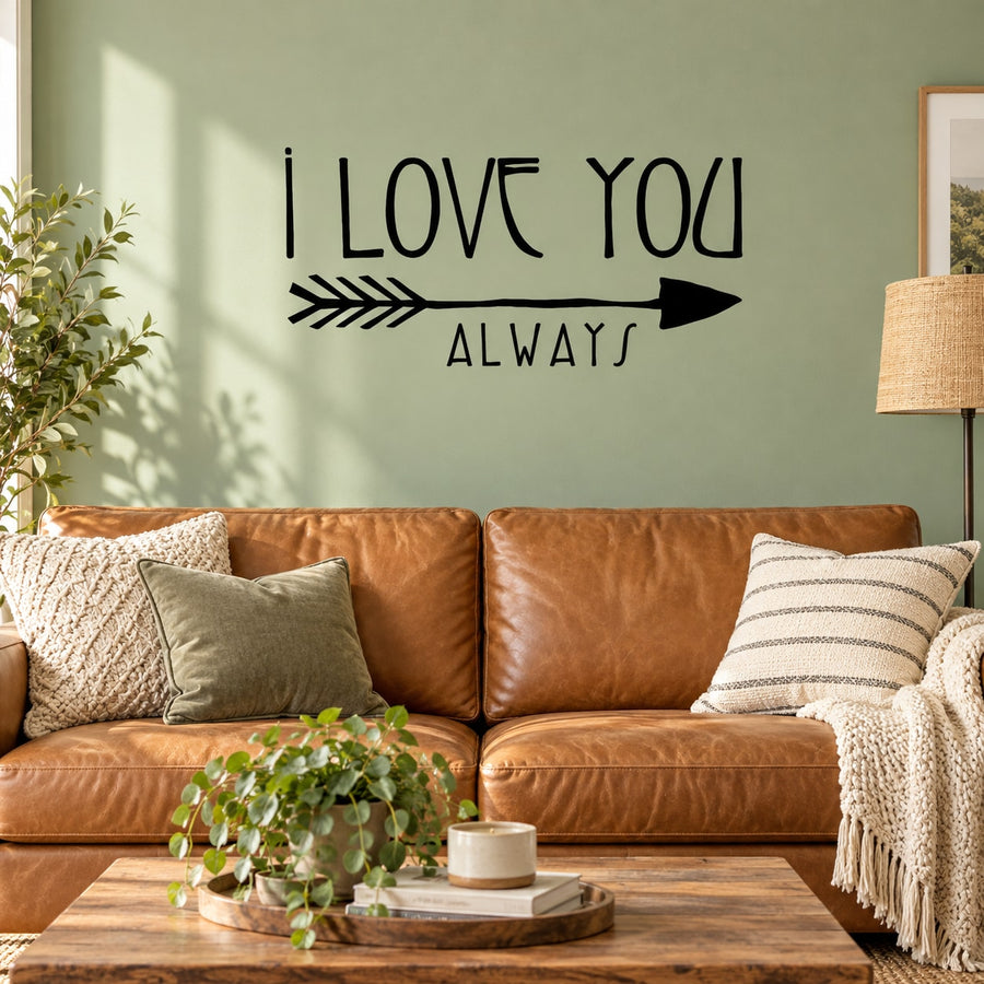 I LOVE YOU ALWAYS wall decal with arrow motif