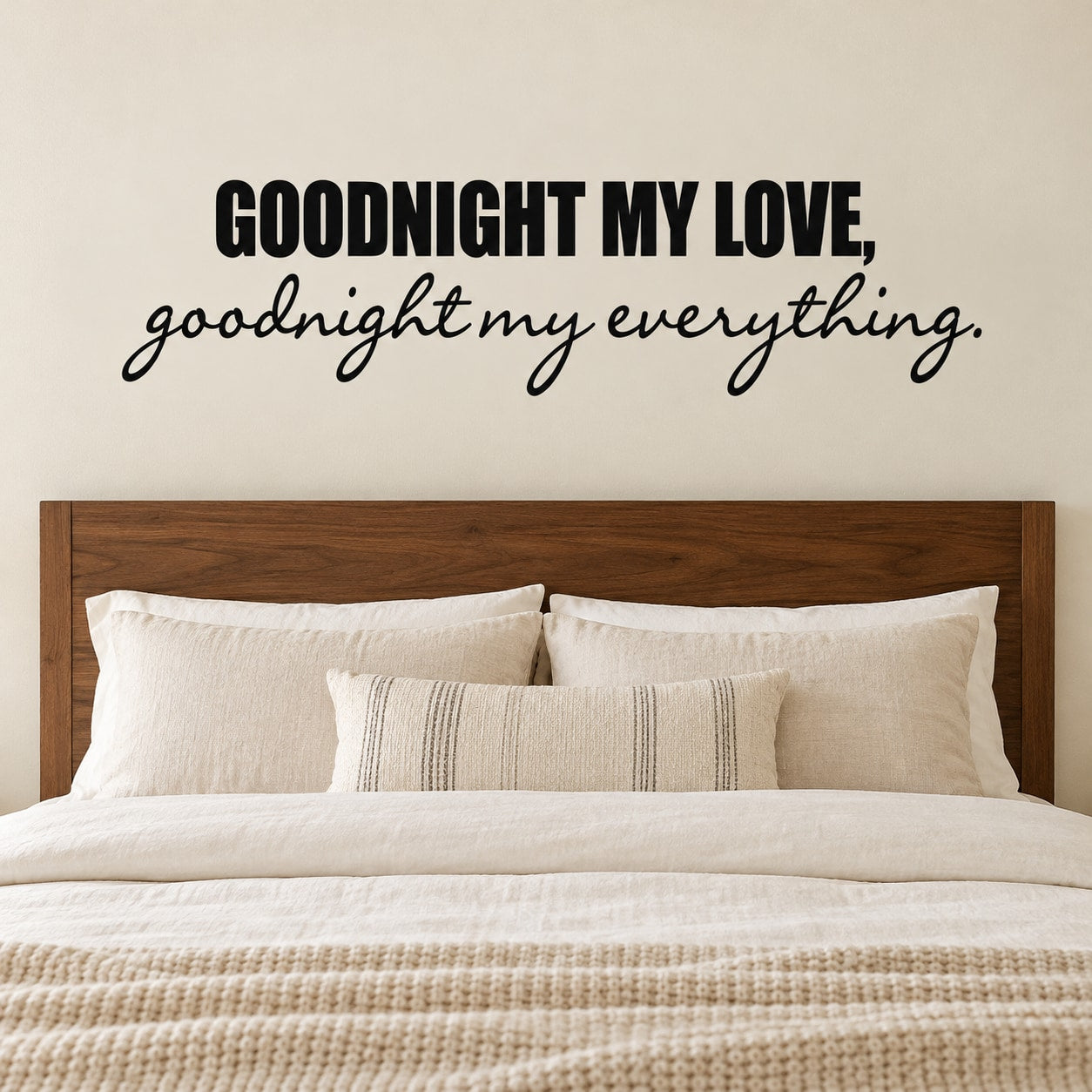 Goodnight wall decal with 'GOODNIGHT MY LOVE' and 'goodnight my everything' text